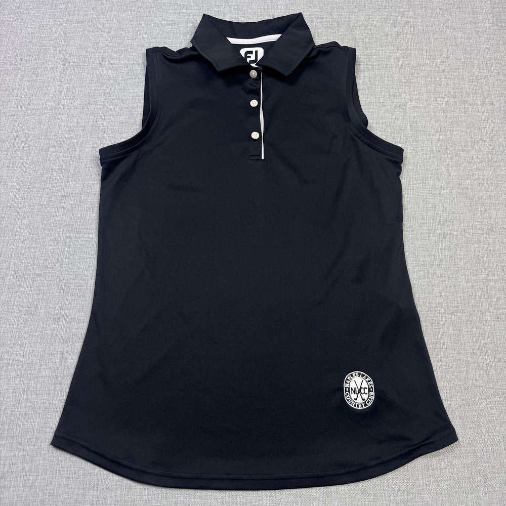 FootJoy Sleeveless Golf Polo Womens M Black Moisture Wicking Jersey Activewear